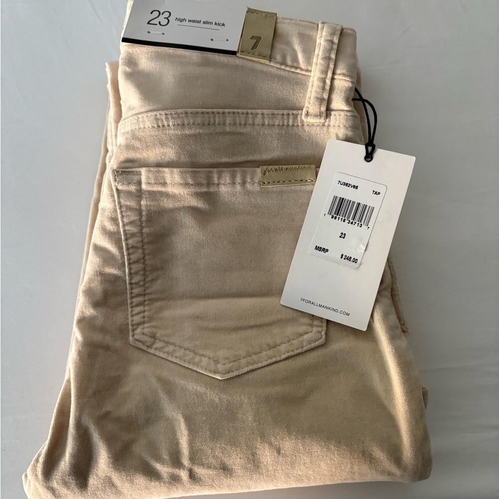 7 For All Mankind Cream Straight Leg Jeans